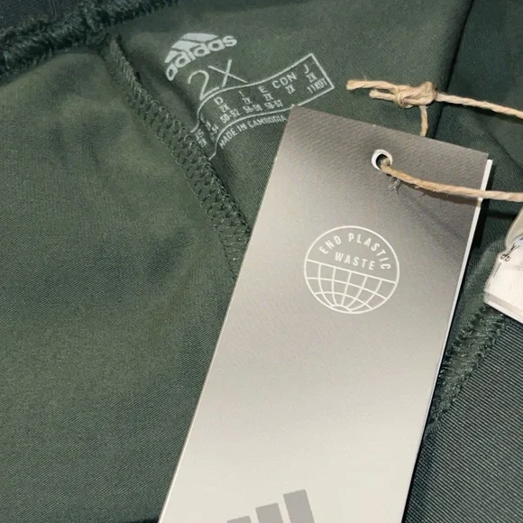 Adidas Women's Green 3 three stripe active Leggings plus size women 2X NEW NWT - Picture 8 of 8